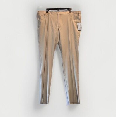 NEW Hart Schaffer Marx Mens Pants 46 Beige New York Fit Stretch 5 Pocket Unhemme