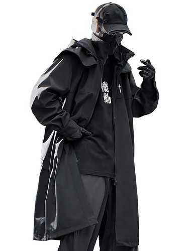 Niepce Japanese Urban Jacket with Hoodie Streetwear Casual Long Trench Coat - Picture 1 of 34
