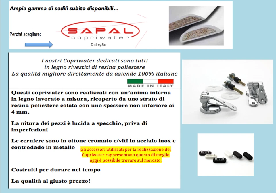 SEDILE COPRIWATER WC - IDEAL STANDARD Mod. TESI RESINA POLIESTERE LEGNO ITALY - Immagine 3 di 3