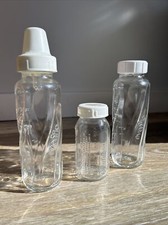 Evenflo Glass Baby Bottles 2 Vintage 8 oz /4 Oz Bottles With Lids Made in Mexico
