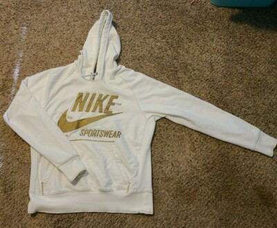 white and gold nike hoodie mens