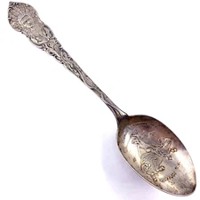 SHEPARD Sterling Silver 6" BUFFALO NEW YORK PAN AMERICAN EXPO Vtg Souvenir Spoon
