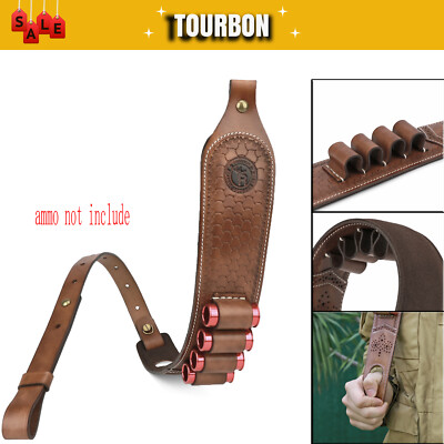 TOURBON Leder 2-Punkt-Schrotflinten-Tragegurt Schusswaffen 12GA Munitionshalter