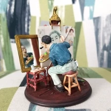 Norman Rockwell Triple Self-Portrait Figurine 1999 90's Grossman Creations