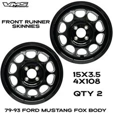 VMS Racing Phone Dial Drag Wheels 4x108 15X3.5 For 79-93 Fox Body Mustang Black