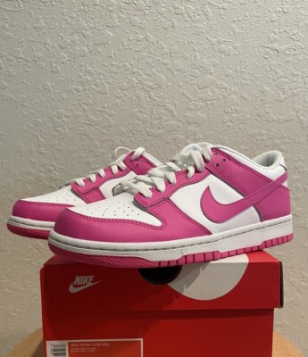 Sz 3.5-7Y Nike Dunk Low GS Laser Fuchsia Pink Barbie FB9109-102 Panda