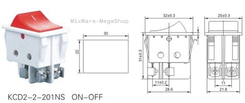 Interruptor basculante con cubierta impermeable y conexión a tornillo 4pin 16A 250 - Imagen 4 de 6