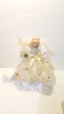 Kurt Adler Angel Treetop Ivory Gold Cream 9" Lighted