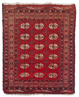 Amazing Hand Knotted Vintage Afghan Turkmen Sara Wool Area Rug 3.7 x 2.9 Ft