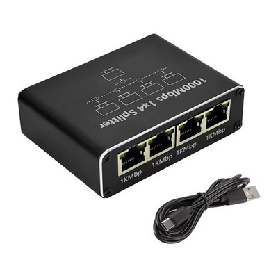 1000Mbps Ethernet Splitter Adapter RJ45 LAN Netzwerk Internet 1 IN 4 Ausgang