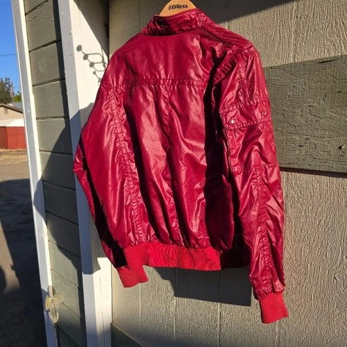 Vintage 80s Nissan Racing Jacket Mens Large Maroon Nylon Windbreaker Pit Coat image 6