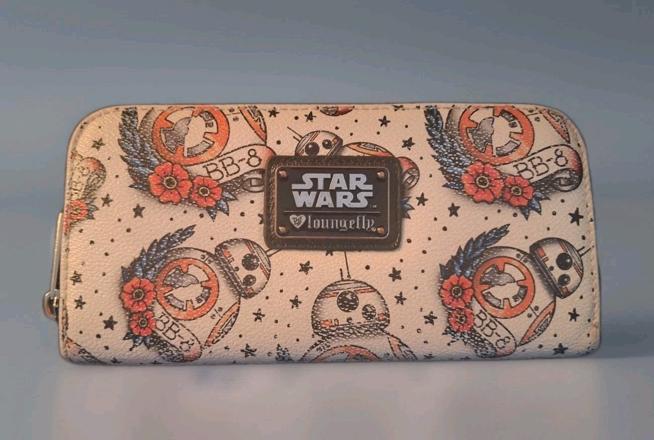 Loungefly Star Wars Tattoo Wallet Boba Fett Death Vader Chewie Organizer Zip 8x4