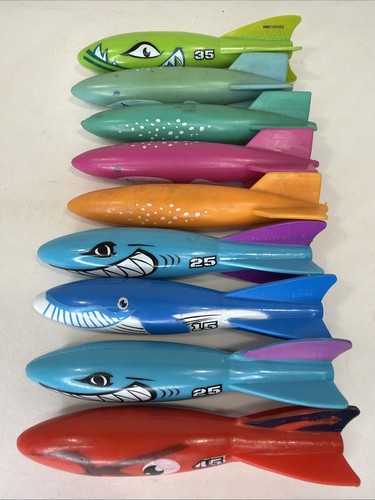 Lot Of 9 Vintage TOYPEDO Original SwimWays Mini Pool Diving Torpedo Toy 5”