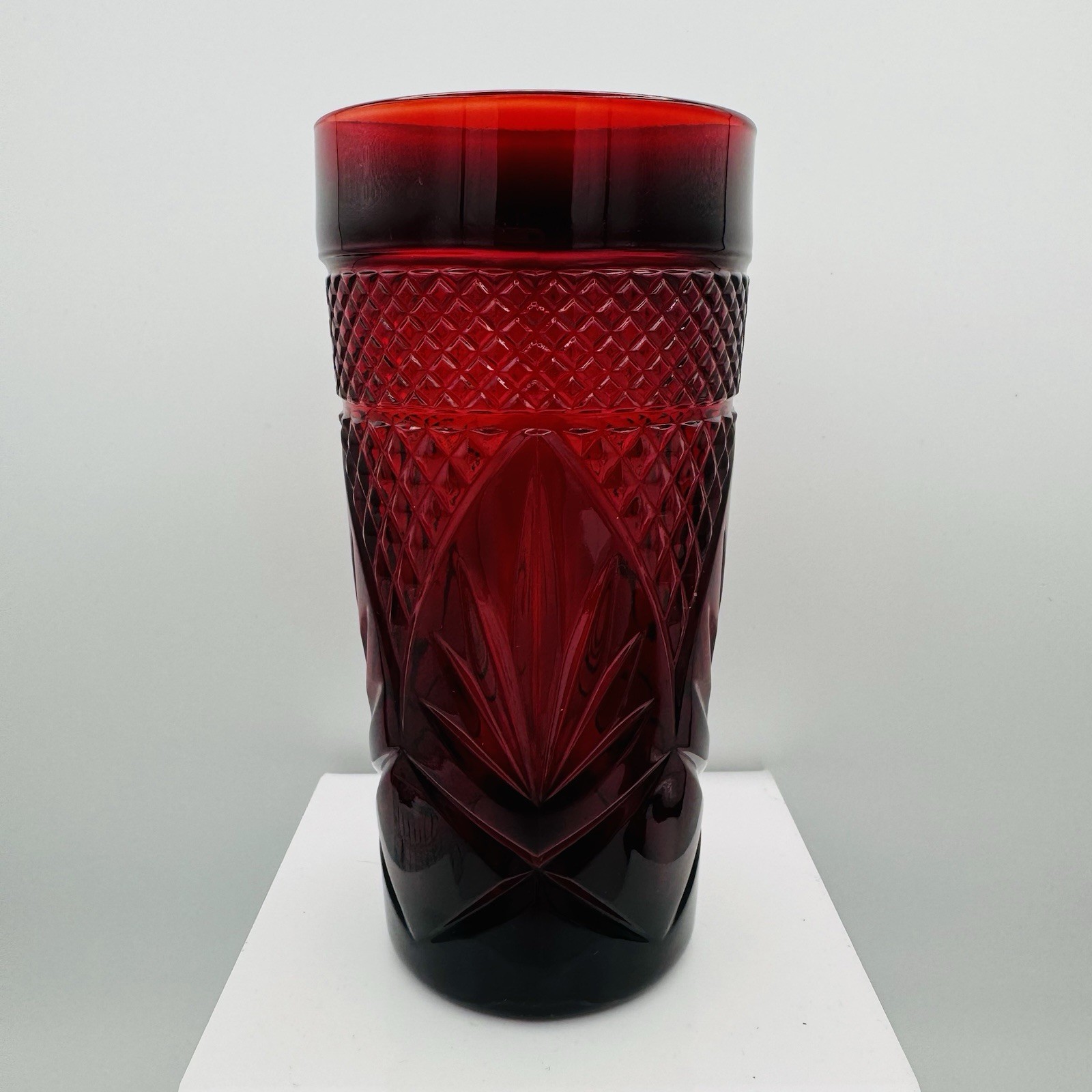 Luminarc Vintage Ruby Red Cristal D'Arques France Set Of 2 Glasses Tumblers