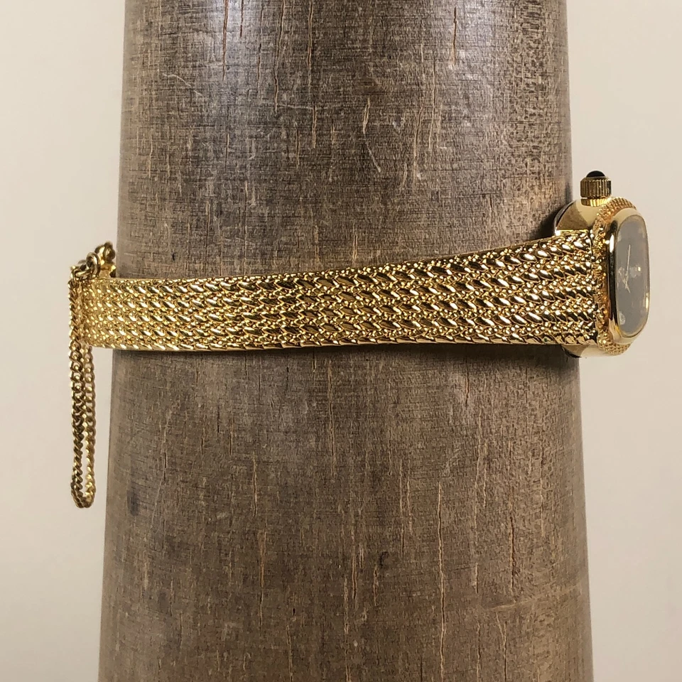 Vintage Xavier Women Dress Black Dial Gold Tone Mesh Band 18mm Watch 7" - Image 3 of 4