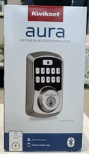 Kwikset Smart Deadbolt Aura Bluetooth Keypad Smart Lock, Satin Nickel 99420-001