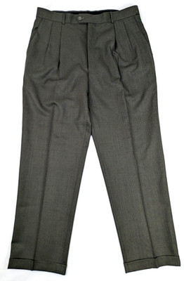 Louis Raphael Wool Pleated Hem Cuff Pant Men 36x30 (True To Tag) Olive Green EUC