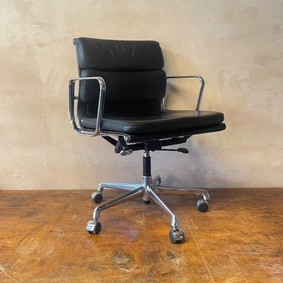 VINTAGE EAMES VITRA FÜR HERMAN MILLER SCHWARZ LEDER WEICHE POLSTER GRUPPENSTUHL #4901
