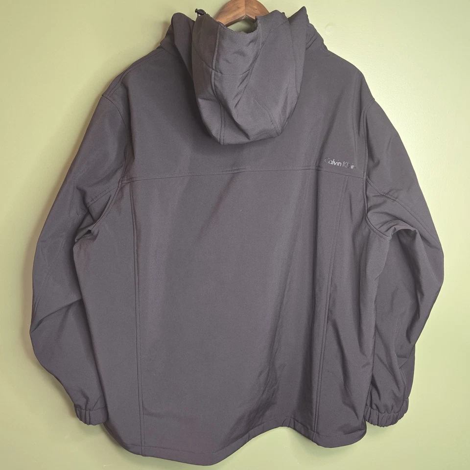 Calvin Klein Men's XXL 2XL Black Jacket Pockets Full Zip-up Removable Hood EUC - Image 2 of 4