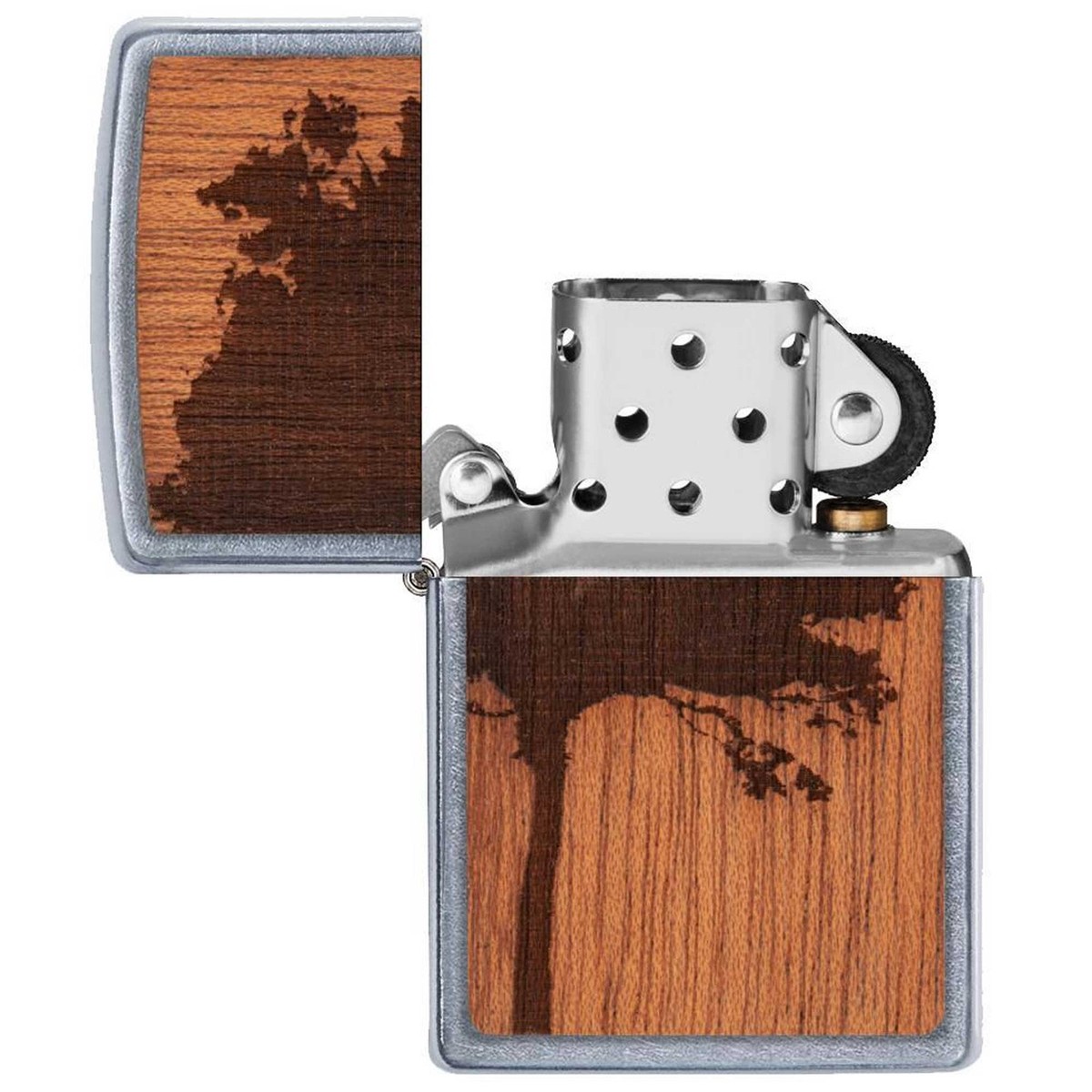 Zippo Gift Set Street Chrome Finish Windproof Lighter and Bottle