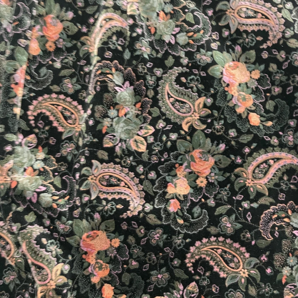 Vintage Ann Taylor Skirt Womens 4 Black Paisley Floral Lined Made USA 80s 90s - Image 2 of 4