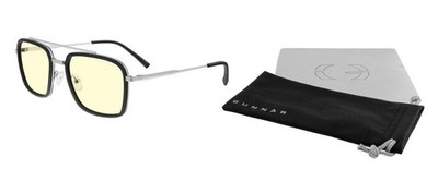 GUNNAR Barron Blue Light Blocking Glasses Amber Lens sliver frame