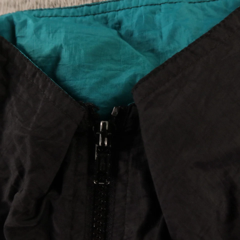 Chaqueta cortavientos MacGregor de colección para hombre L negra verde azulado nailon años 90 forrada con cremallera completa Foto 3 de 4
