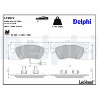 Delphi Bremsbelagsatz Scheibenbremse LP2072 FüR Audi VW 1LL A6 3D1 A8 1ZL 3D2 C6