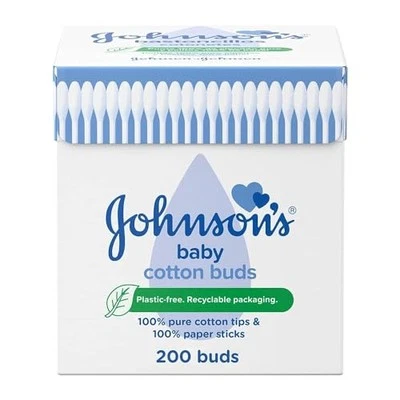 JOHNSON'S BABY Cotton Buds (1 x Pack of 200) Soft & Gentle Ear Buds for Delicate