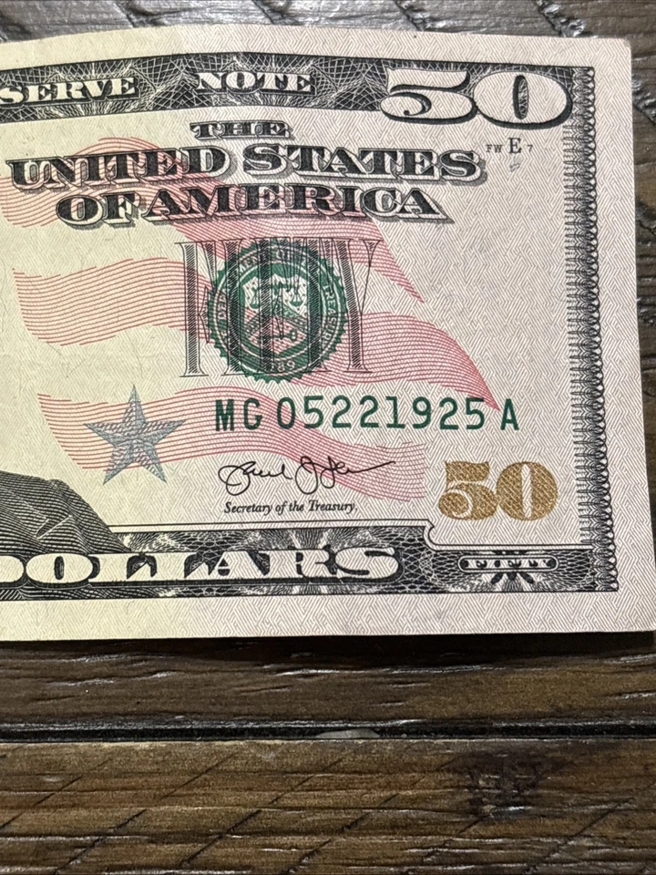 2013 $50 Dollar Bill Fancy Serial Number 05221925 Birthday Note Rare Collectible - Image 3 of 4