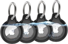 IPX8 Waterproof AirTag Holder Keychain Case, Apple Air Tag Accessories, Solid Fu