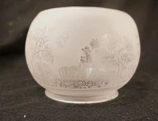 Antique Victorian Acid Etched Glass Globe / Shade Gas Lamp Chandelier Hunting