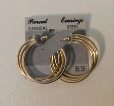 Vintage Hoop Earrings ~ Revco~ Gold Color 