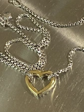 David Yurman Cable Heart Station Necklace with 18K Gold Reversible