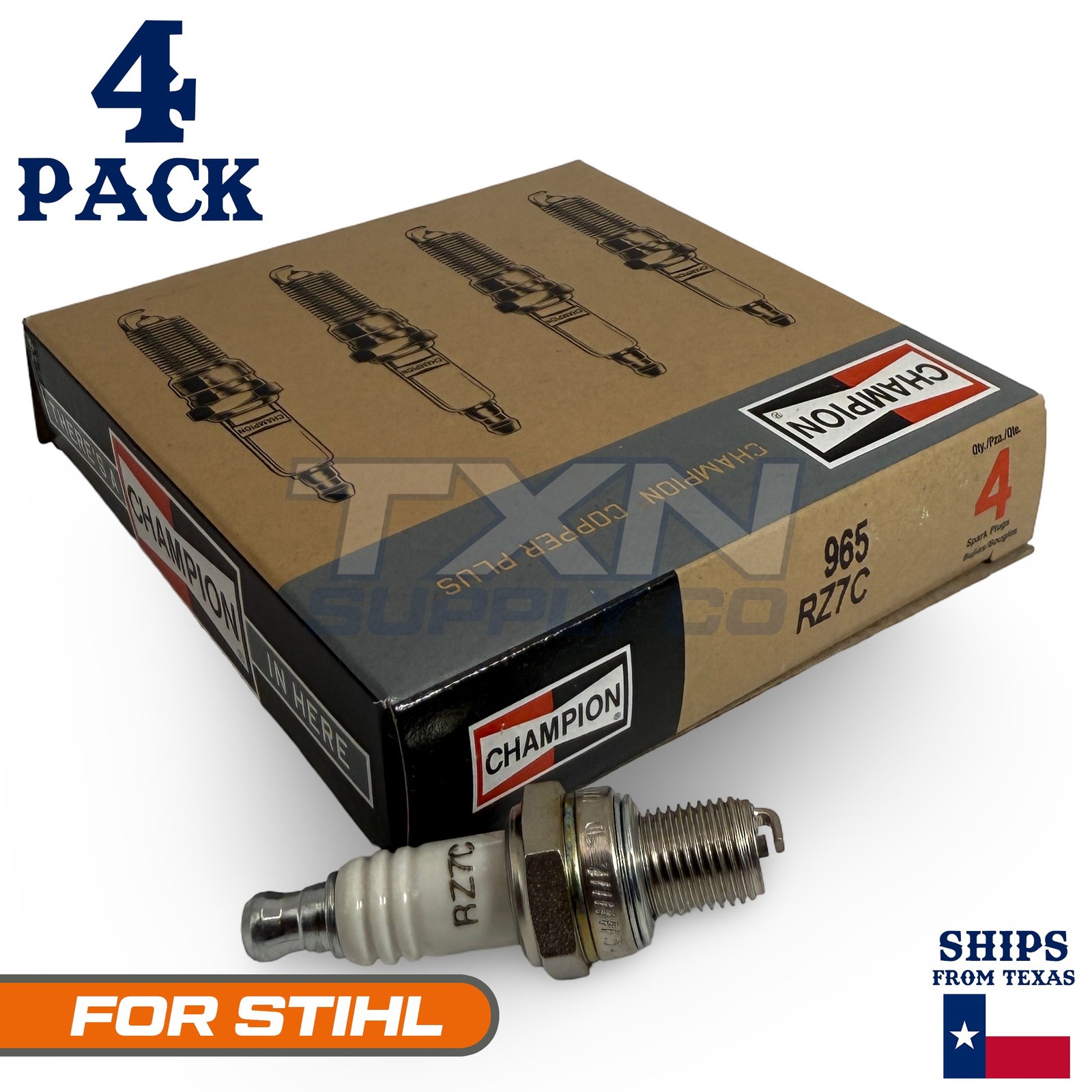 4 Pack Champion Spark Plug - For STIHL HS 86 Trimmer Cutter