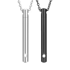 Urn Necklace for Ashes Stainless Steel Cremation Necklace with Crystal Memorial