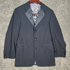 Stafford Tuxedo Jacket 36 R Black Wool 3 Satin Button Formal Dance Wedding READ