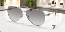 COACH HC7140 90016I Cd474 Shiny Silver Grey Gradient 61 mm Women's Sunglasses