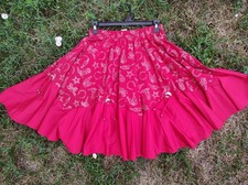 Vintage Malco Modes San Francisco Red Square Dancing Skirt: Western Silver Print