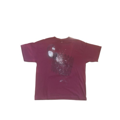 Fruit Of The Loom Burgundy Vintage Y2K Headphones Men Tee Sz XL