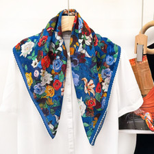 100 Mulberry Silk Scarf Shawl Square kerchief 26" flower Print Bandana Wrap new