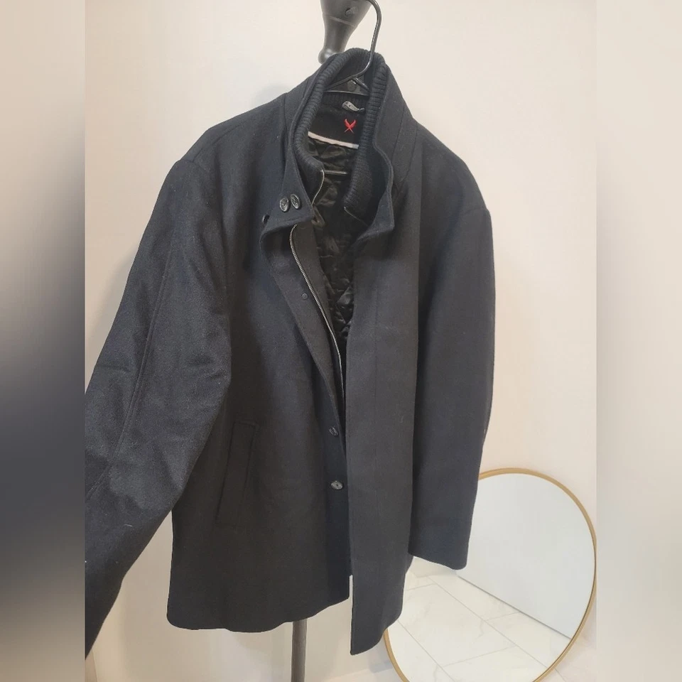 Cardinal Of Canada Mens Black Double Mock Neck Wool Lined Car Coat XXL - Image 2 of 4