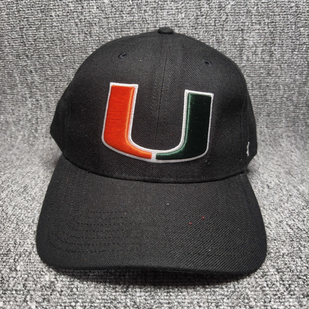 '47 Brand Miami Hurricanes Black NCAA Cap Split U Logo Mascot Back Hat