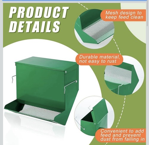 Dispensador de alimentos 2 comederos de metal para conejos de 3 lb con tapa para colgar conejillo de indias verde - Imagen 4 de 8