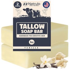 Beef Tallow Soap Bar All Natural Grass Fed 4 Ounce Pack of 2