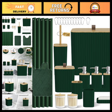 27PC Green Bathroom Accessory Set with Shower Curtain, Rugs, Trash Can  Soap Di
