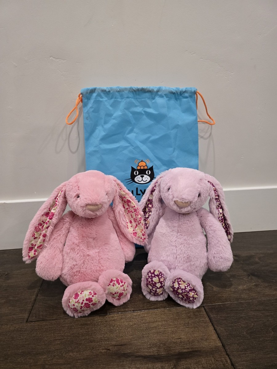 Jellycat Blossom Luxe Bunny Set Thistlepop & Blushkin with Tags