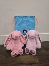 Jellycat Blossom Luxe Bunny Set Thistlepop  Blushkin with Tags Dust Bags New