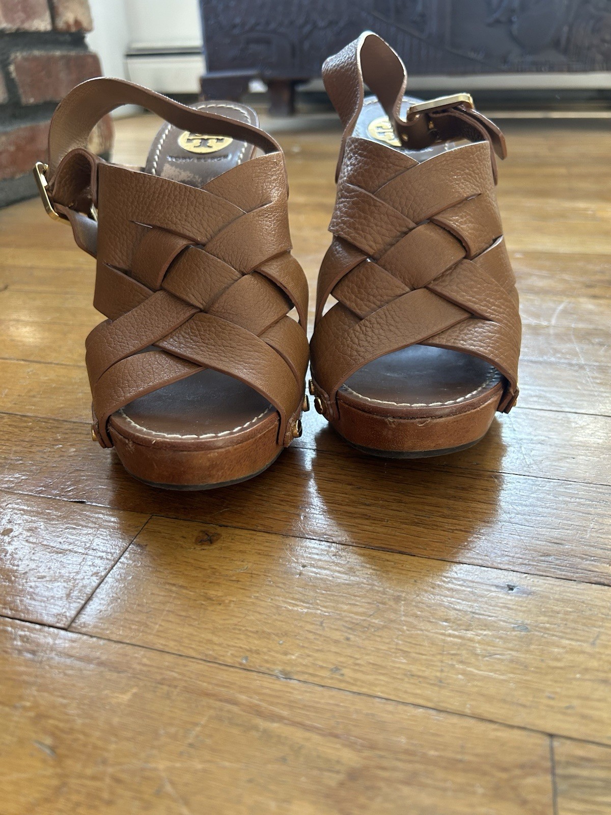 Tory Burch Jodie Tumbled Leather Platform sandals size 9.5 thumbnail 4