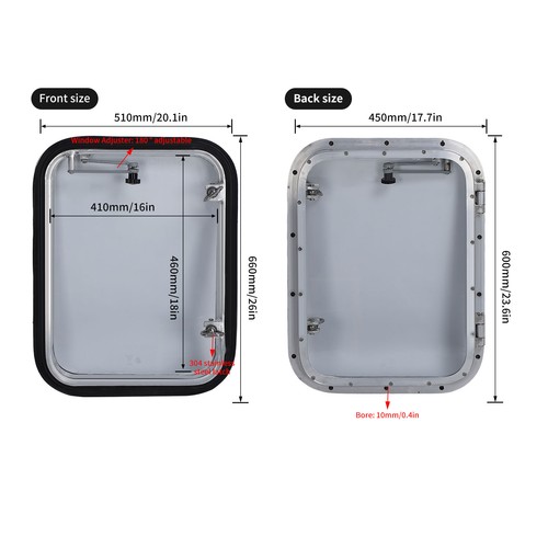 Boat Window Rounded Corner Square Heavy Duty Adjustable Waterproof Marine - Picture 17 of 22